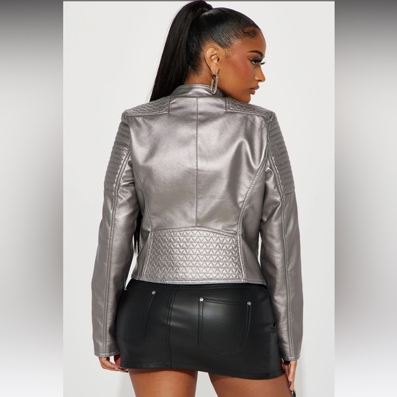 Letty Faux Leather Moto Jacket | Color: Silver | NEW/NWT!!🩶 - Picture 3 of 8